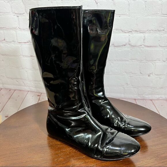 37 (7) BURBERRY Patent Leather Mid-Calf Boots GUC Vintage Y2K - Picture 3 of 16